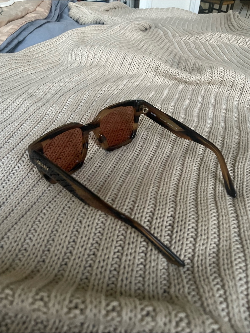 Quay Australia Brown Tortoise Rectangular Sunglasses - Picture 3 of 5